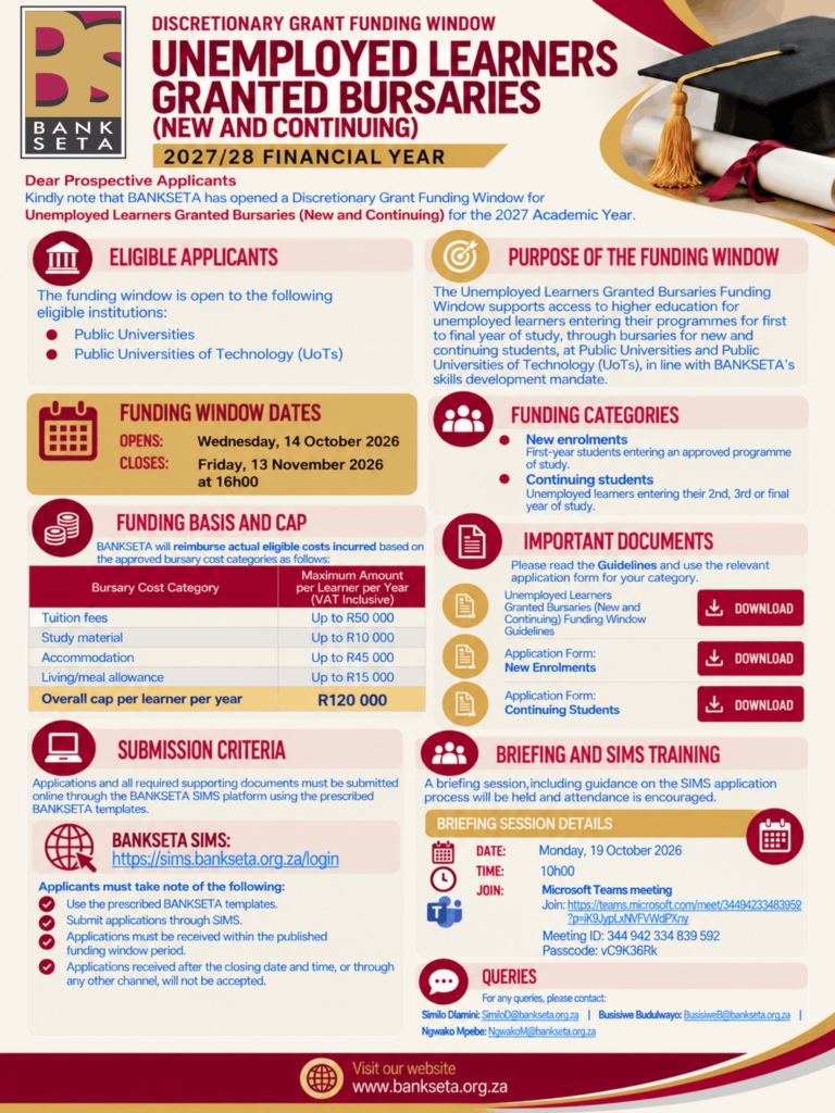 DISCRETIONARY GRANT: UNEMPLOYED LEARNERS GRANTED BURSARIES (NEW & CONTINUING)